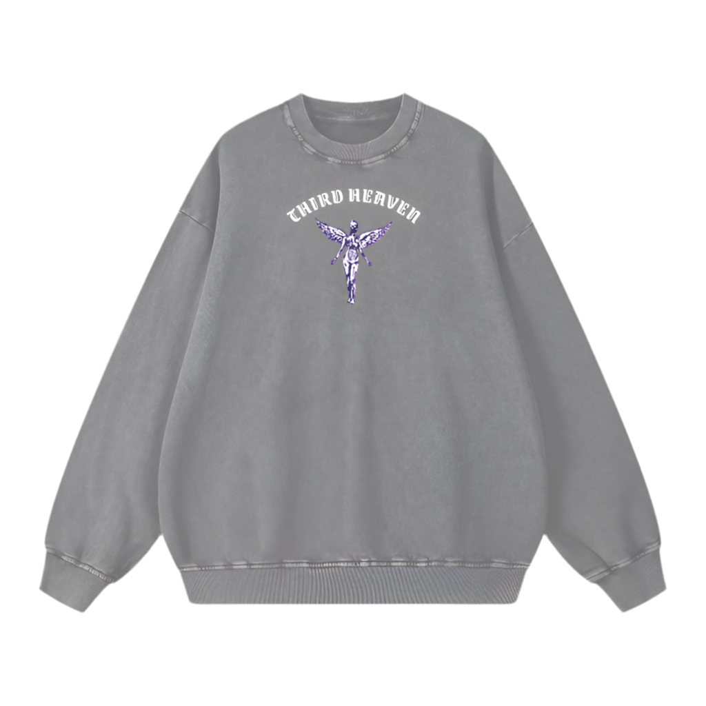 Acid Wash Oversized Logo Sweatshirt