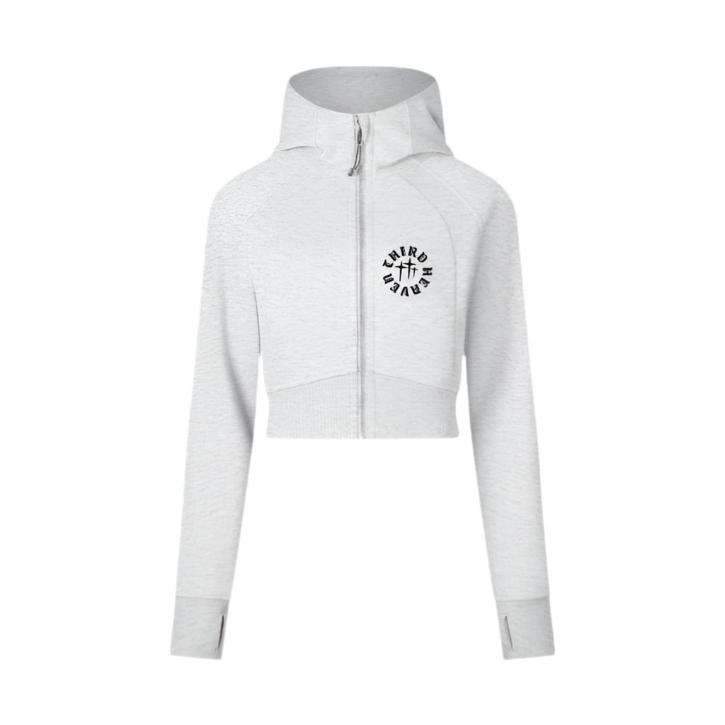 Full Zip Logo Cropped Hoodie