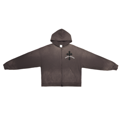 Distressed Double Zip Hoodie