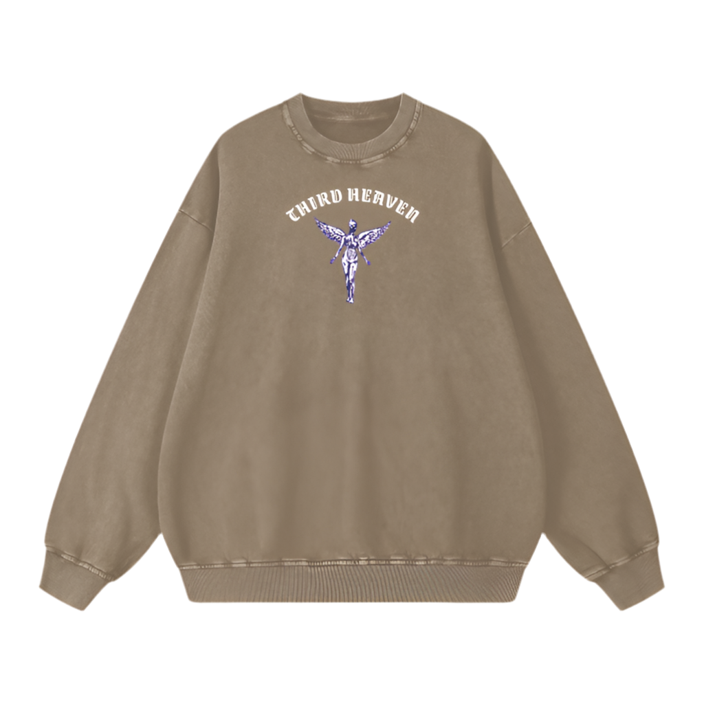 Acid Wash Oversized Logo Sweatshirt