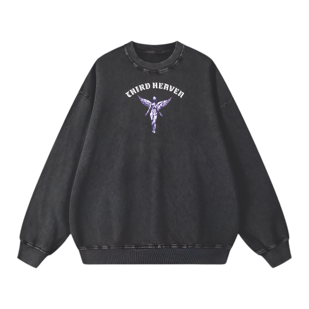 Acid Wash Oversized Logo Sweatshirt