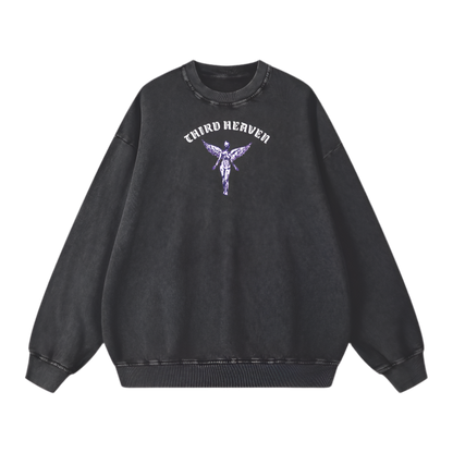 Acid Wash Oversized Logo Sweatshirt