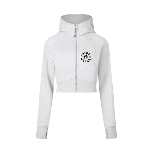 Full Zip Logo Cropped Hoodie