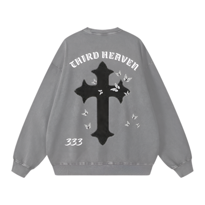 Acid Wash Oversized Logo Sweatshirt