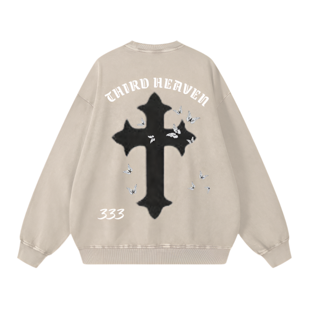 Acid Wash Oversized Logo Sweatshirt