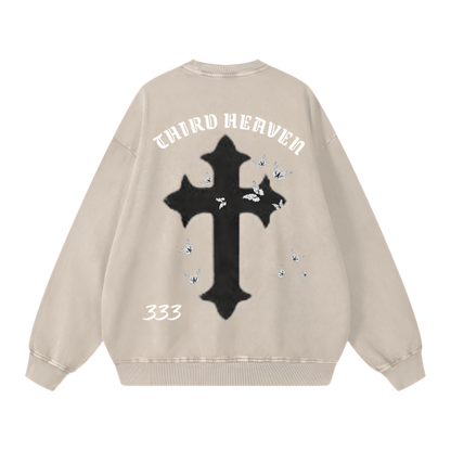 Acid Wash Oversized Logo Sweatshirt