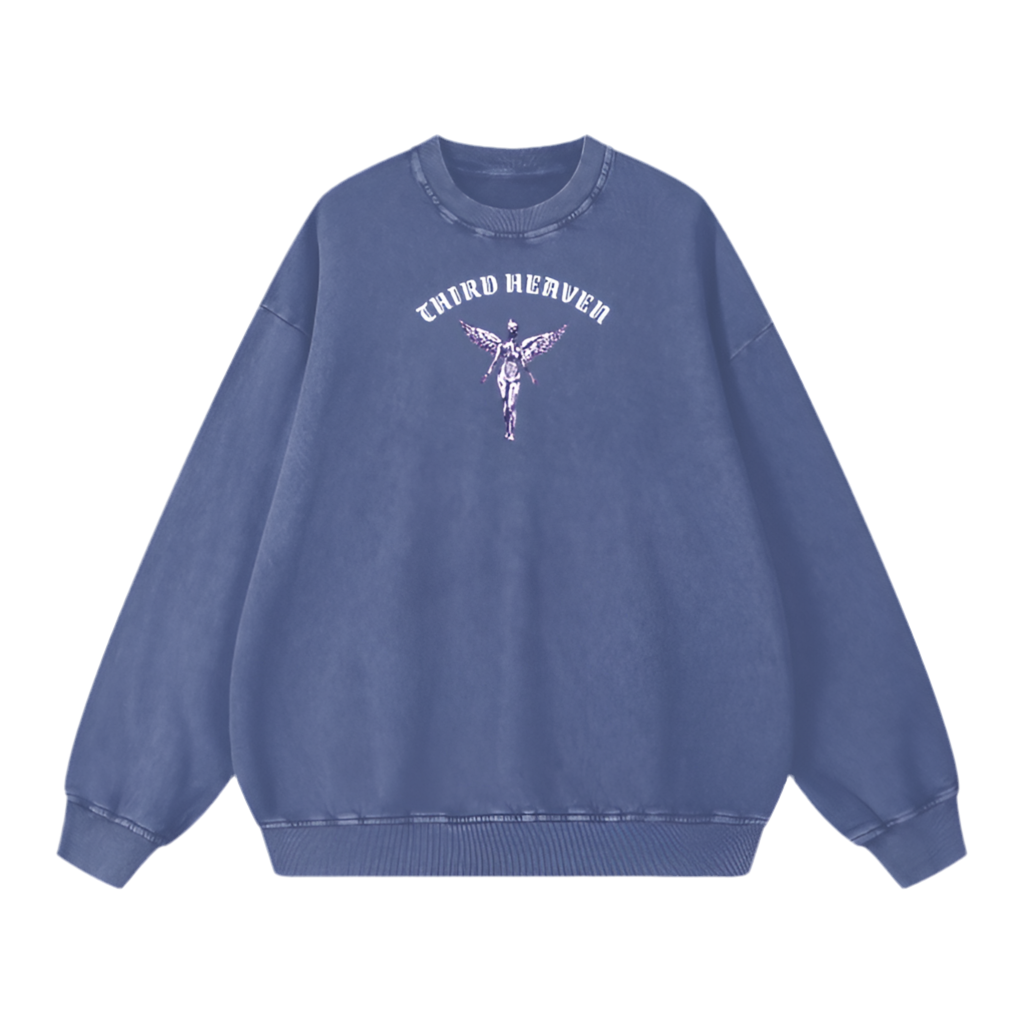 Acid Wash Oversized Logo Sweatshirt