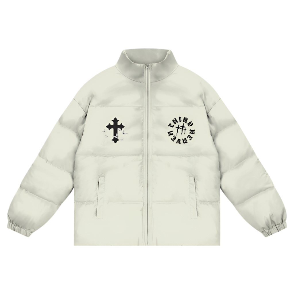 Logo Zipper Puffer Coat