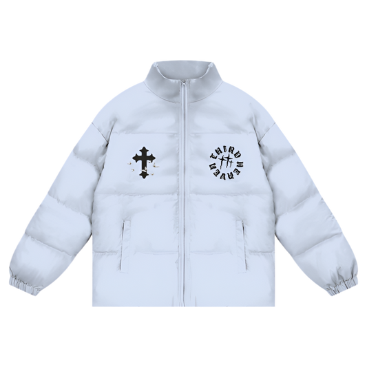 Logo Zipper Puffer Coat