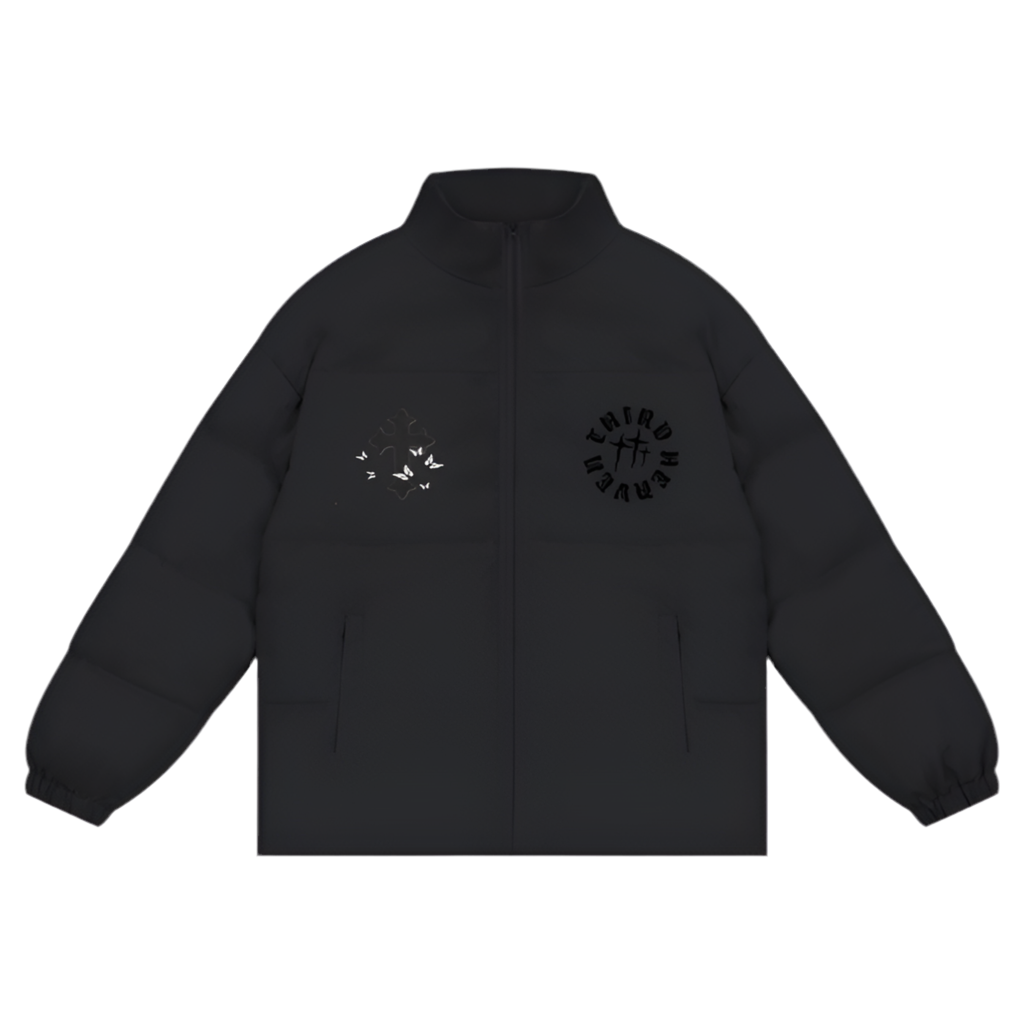 Logo Zipper Puffer Coat