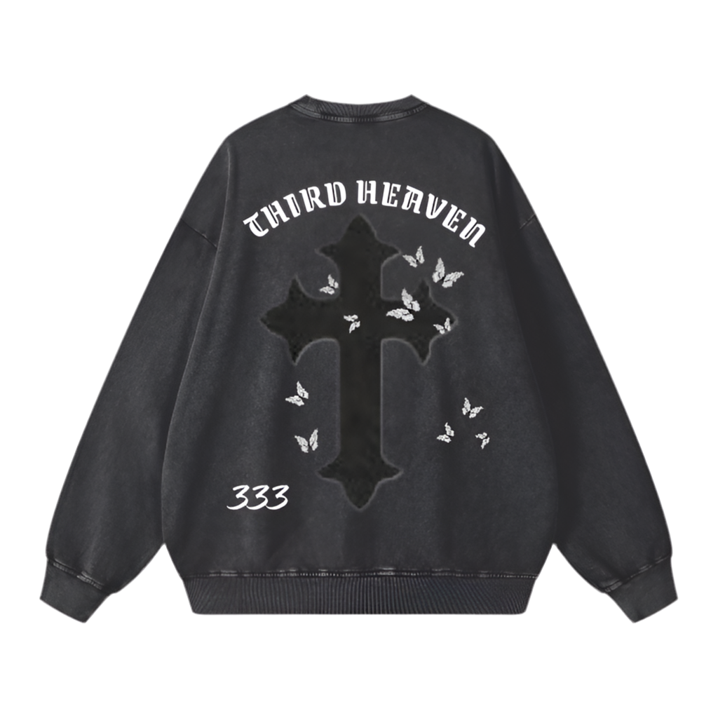 Acid Wash Oversized Logo Sweatshirt