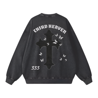 Acid Wash Oversized Logo Sweatshirt