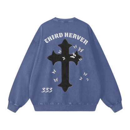 Acid Wash Oversized Logo Sweatshirt