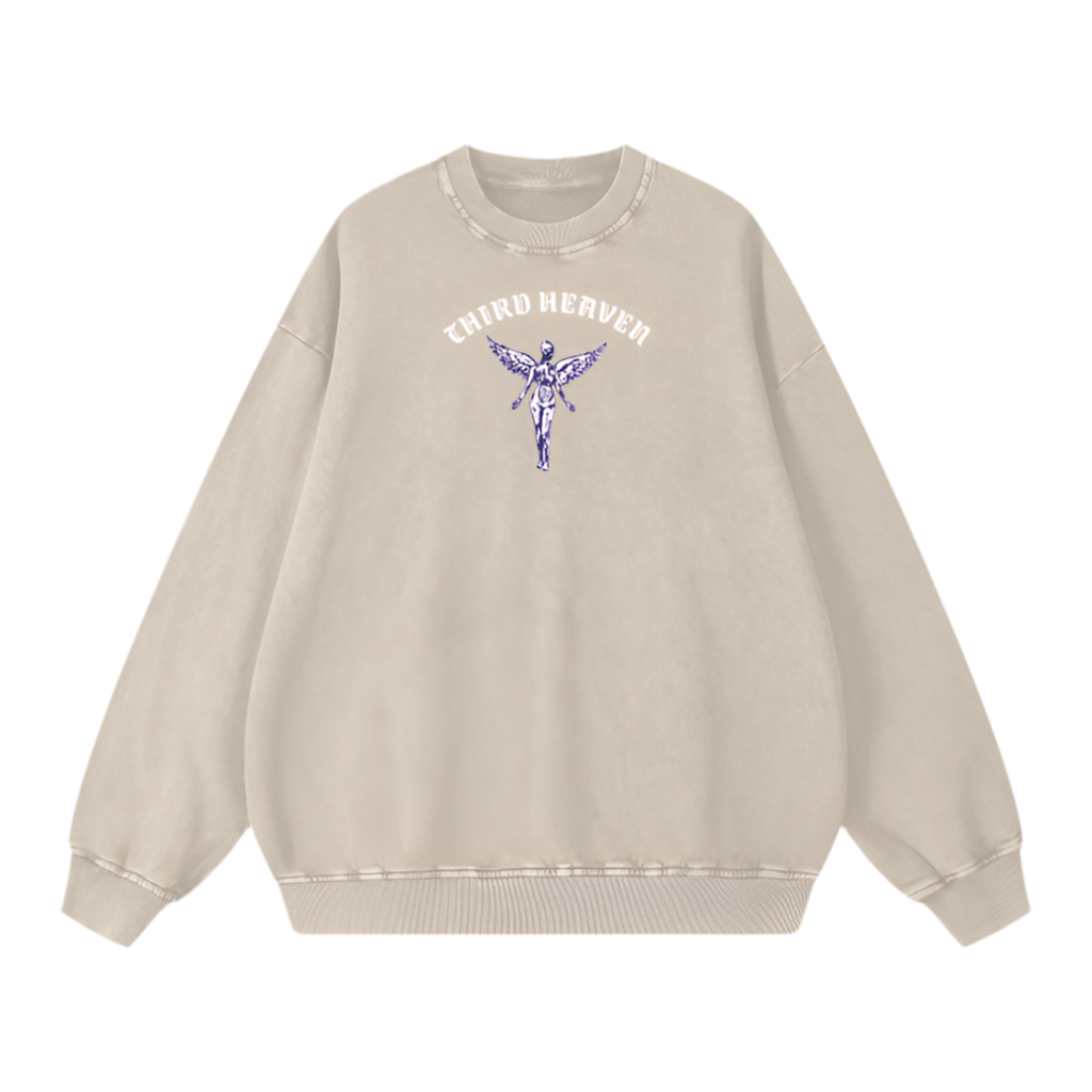 Acid Wash Oversized Logo Sweatshirt